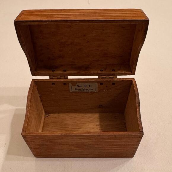 Vtg Globe-Wernicke No. 83 C Recipe Box 5.5x4x3" Wood Hinge Lid - Picture 5 of 5